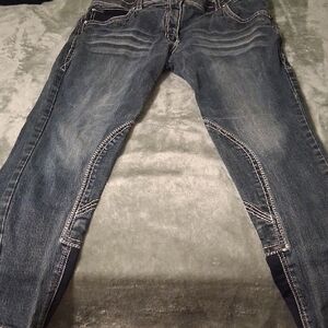 Romfh Men's Washed Blue Slim Straight Jeans with Contrast Stitching
